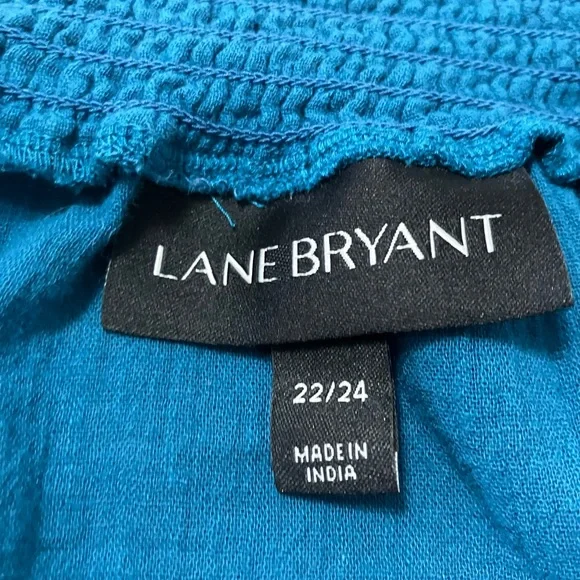 Lane Bryant Teal 22/24 Women’s Boho Off Shoulder Peasant Top Eyelet Flowy - Picture 4 of 13